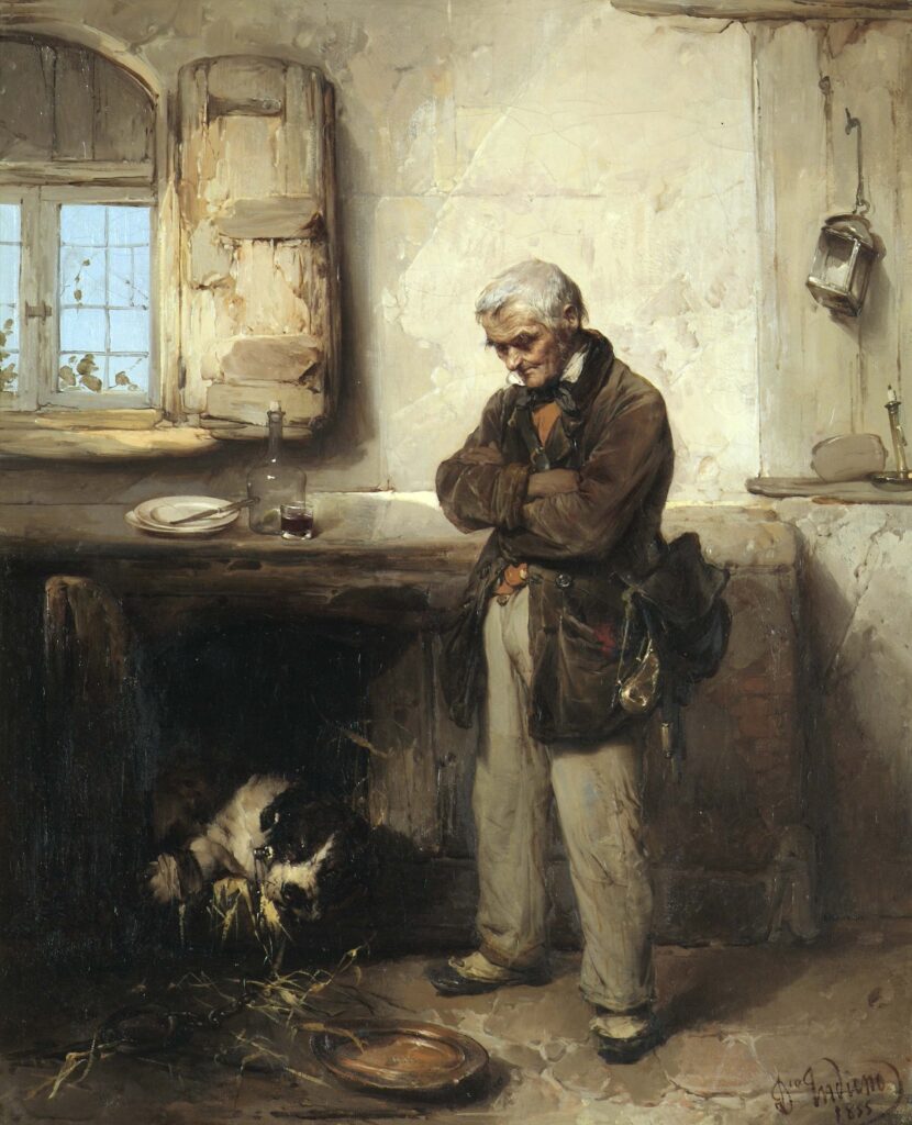 DOMENICO INDUNO - Il vecchio e il cane - 1855